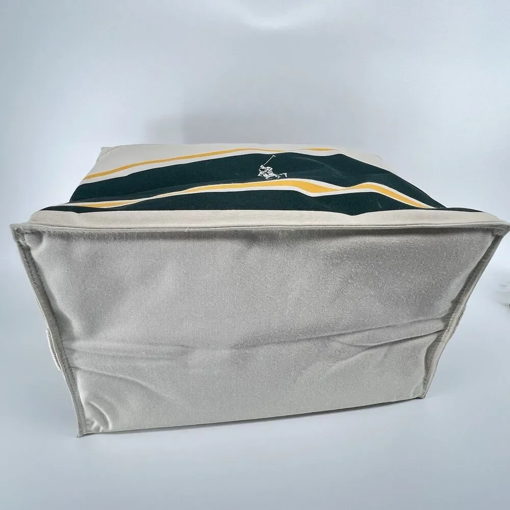 Vintage Polo Ralph Lauren Insulated Cooler Tote Bag Green Yellow Stripe
